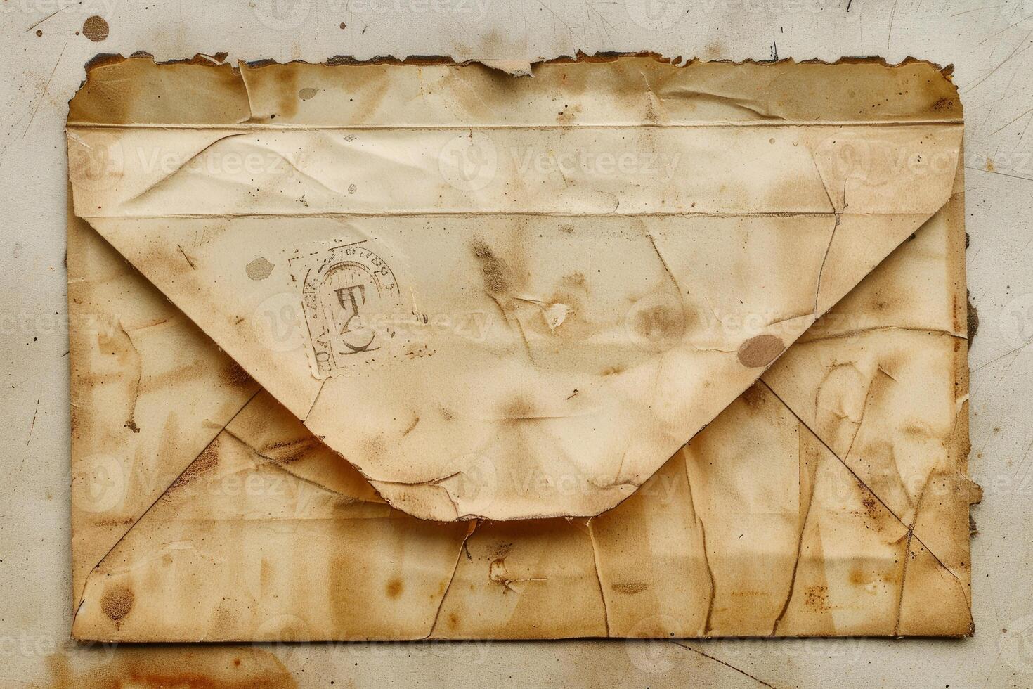 Old, burnt and stained envelope showing its age and journey photo
