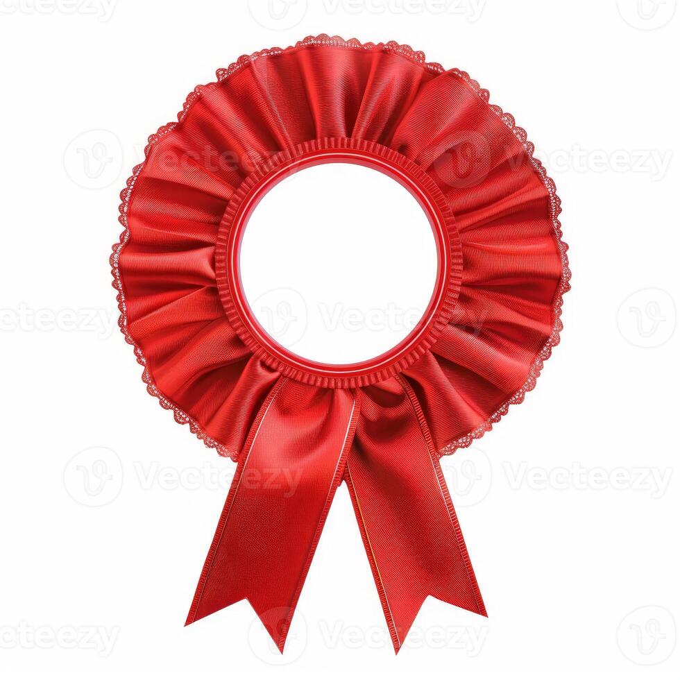 Red award ribbon showing achievement and winning photo