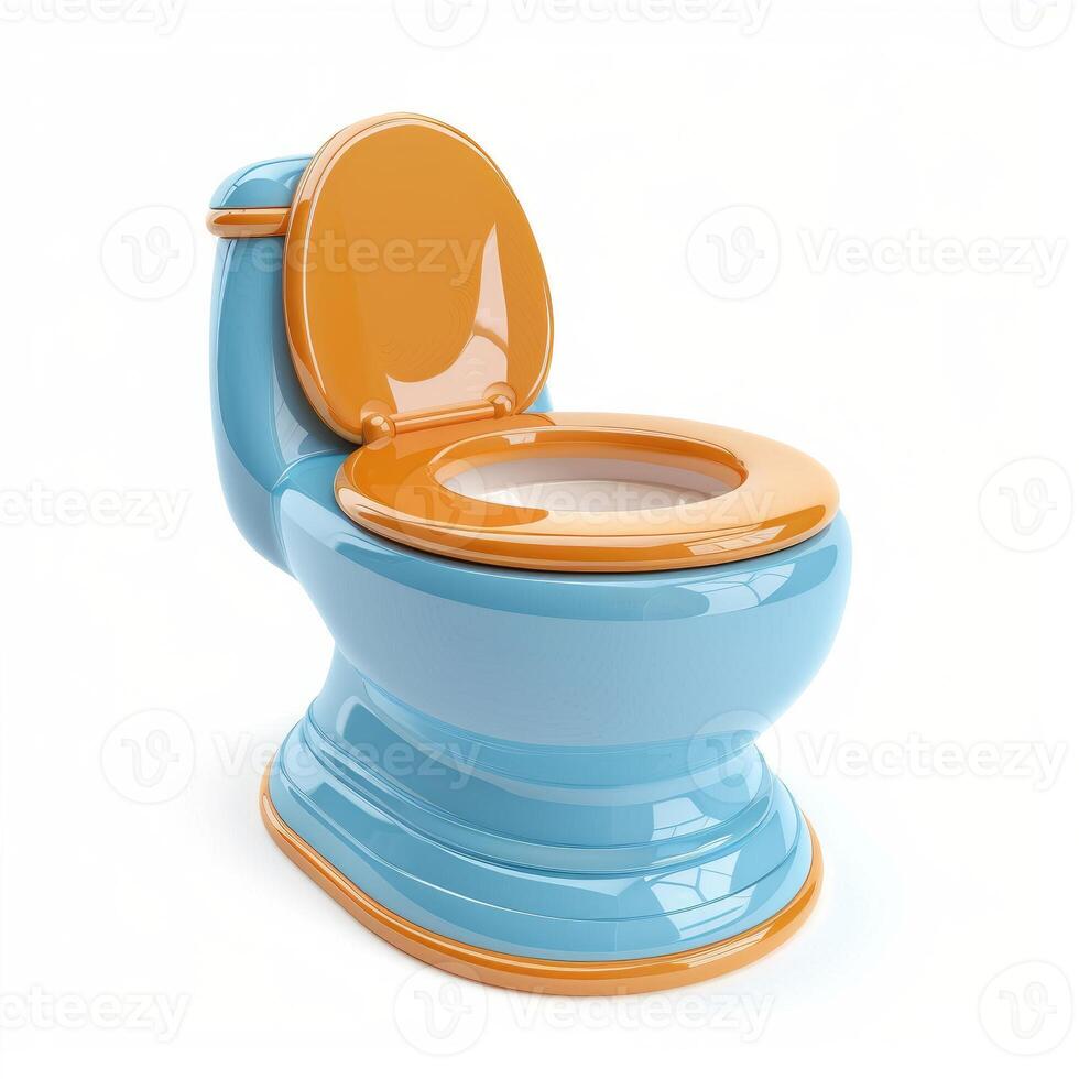 Colorful child friendly toilet isolated on white background photo