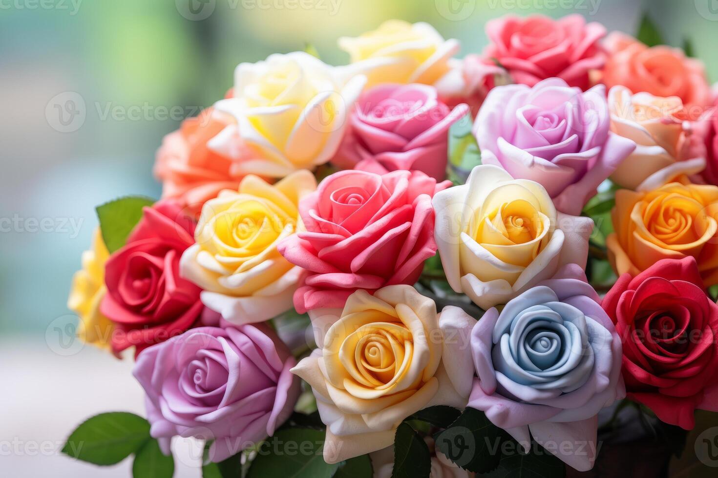 Colorful roses bouquet blooming with elegance and beauty photo