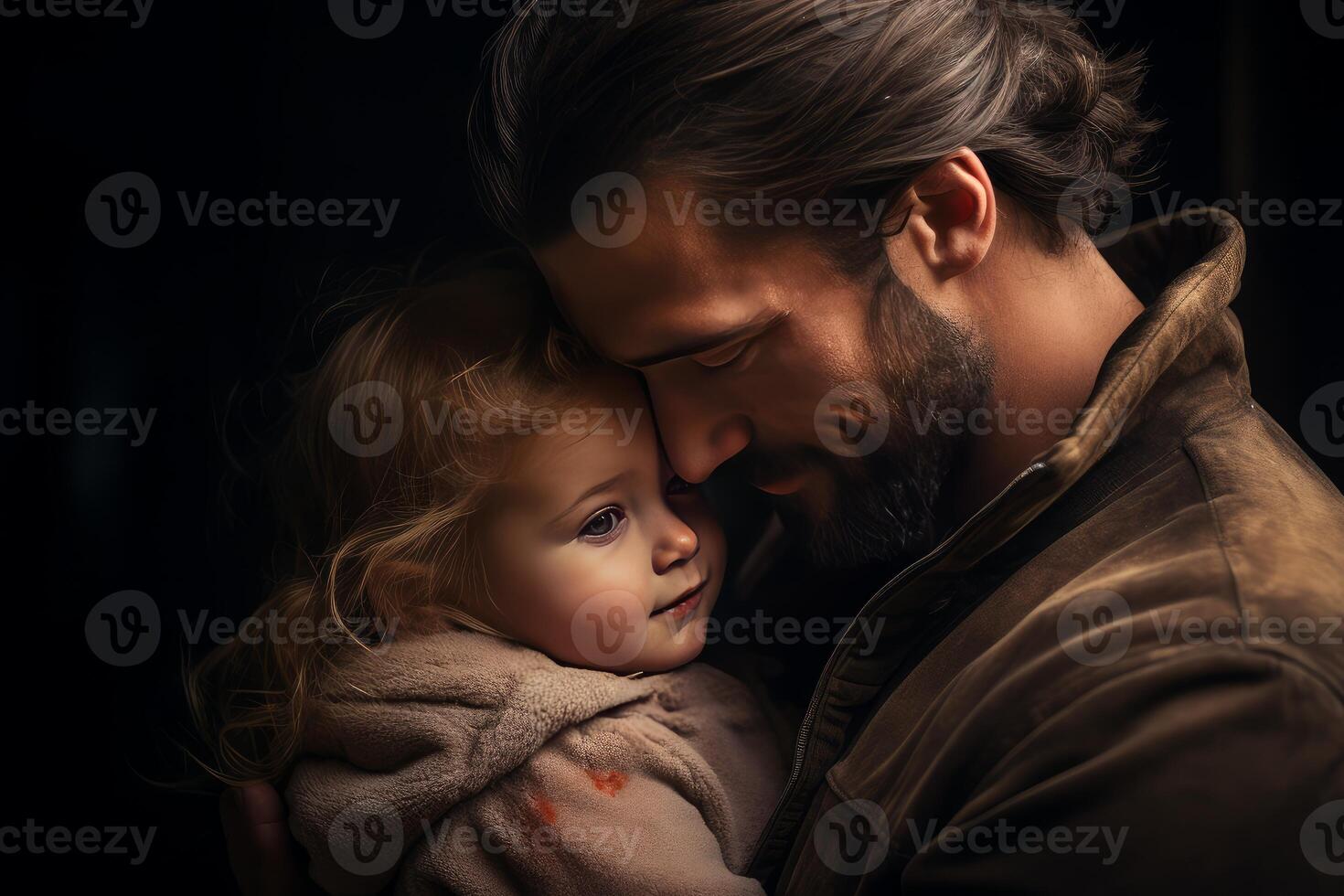 Father embracing his daughter showing love and care photo