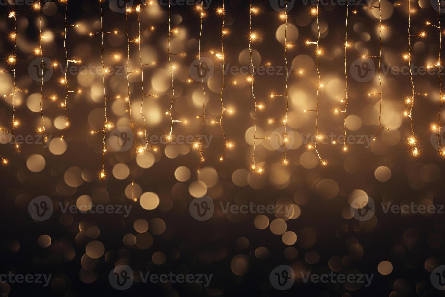 Golden christmas lights creating a warm and festive atmosphere photo