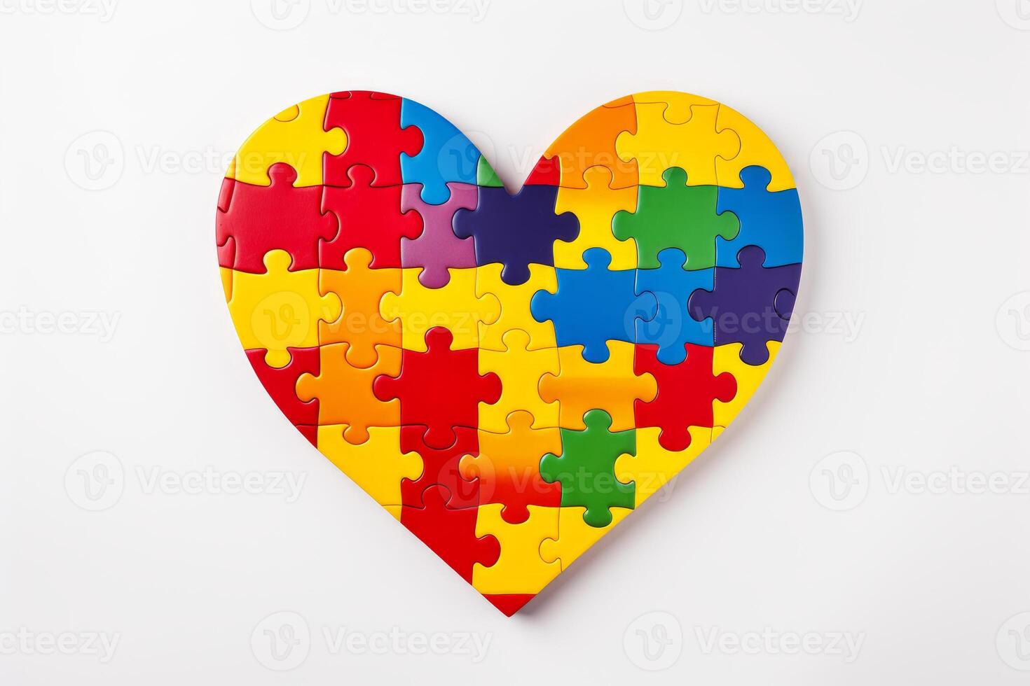 Colorful heart shaped puzzle representing love, unity, and connection photo