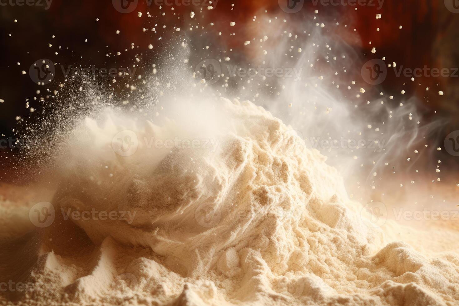 Flour exploding creating a cloud of dust and smoke photo