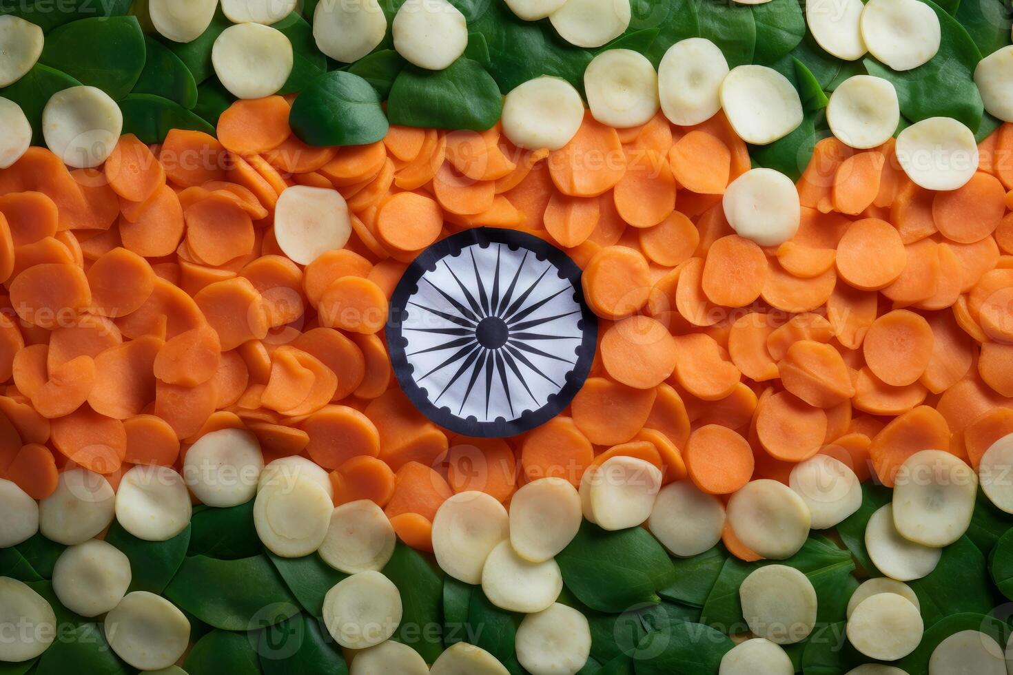 Indian flag made with food celebrating india's independence day photo
