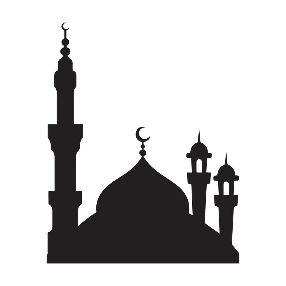 This is a clean, bold silhouette of a mosque, perfect for use in religious or cultural contexts. vector