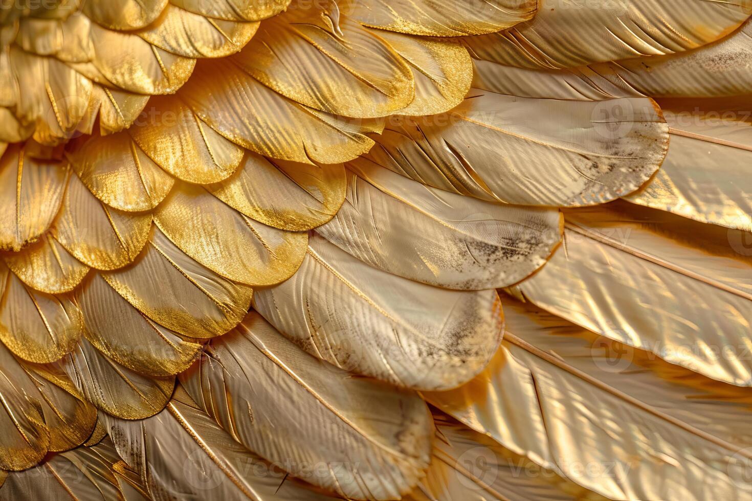Golden feathers creating a luxurious and elegant background photo
