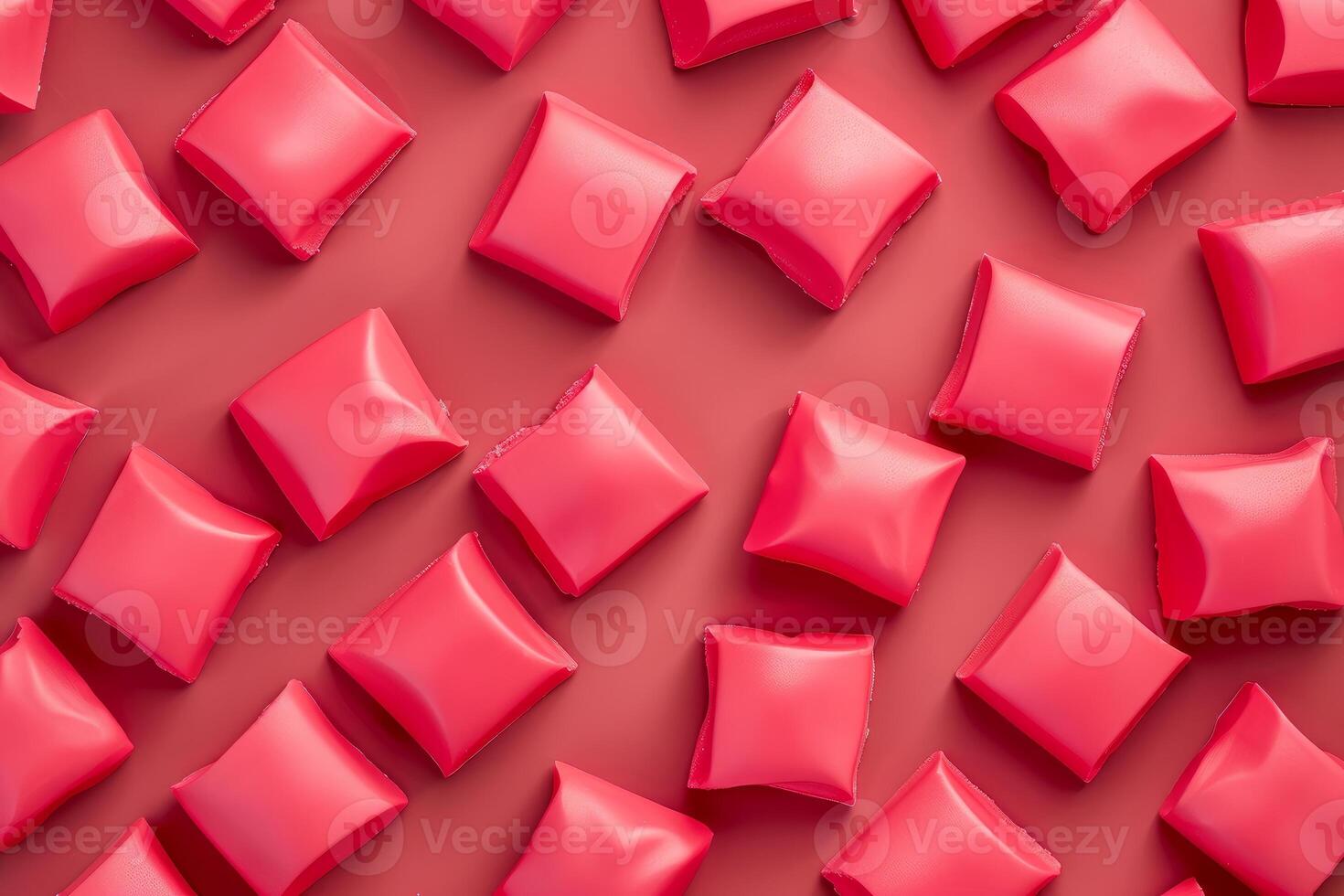 Ruby chocolate pieces forming a delicious pattern on red background photo