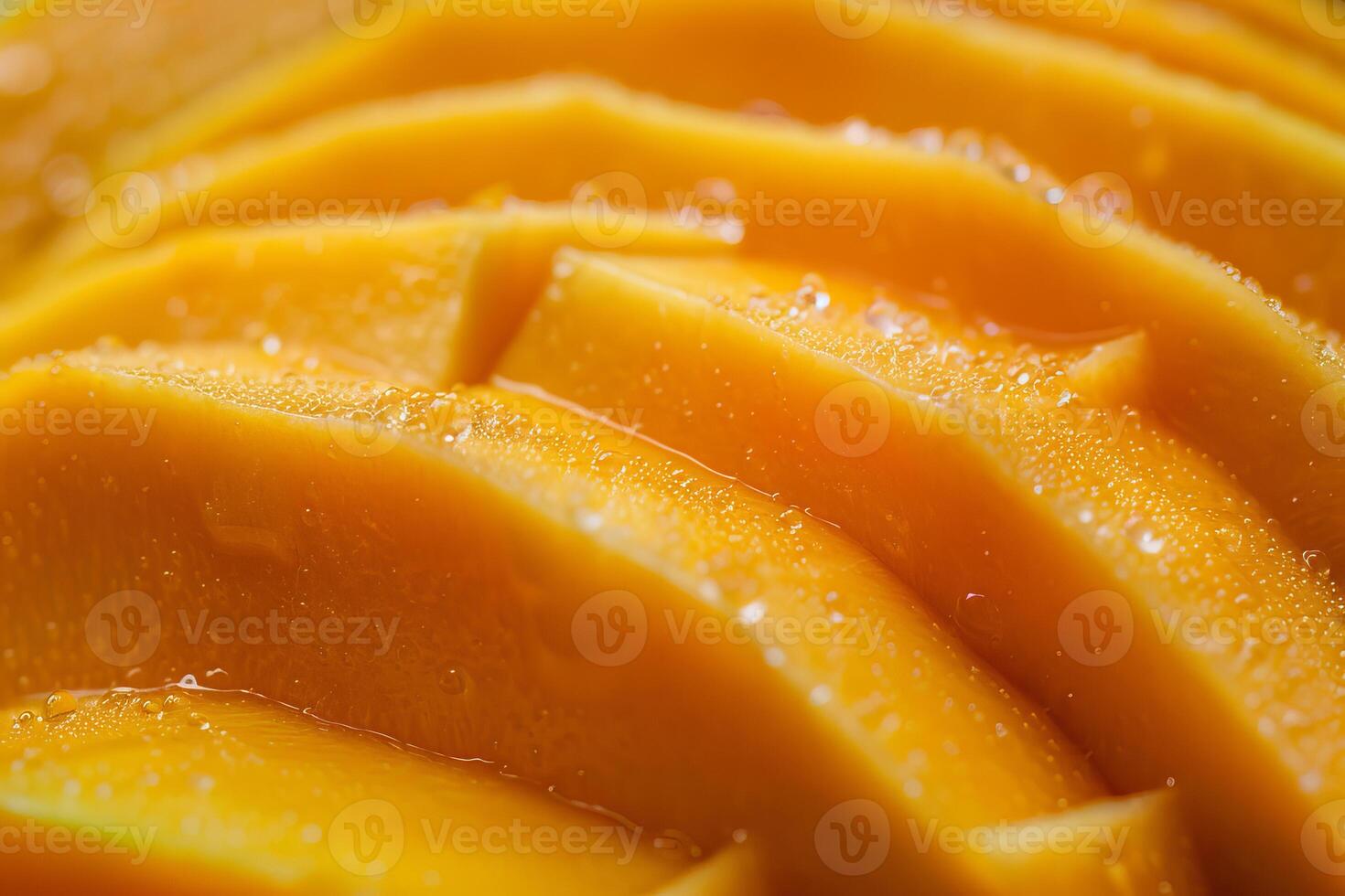 Sliced fresh mango fruit displaying vibrant yellow color and juice photo