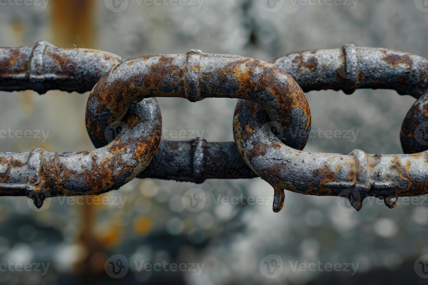 Rusty chain links showing corrosion and deterioration symbolizing weakness photo