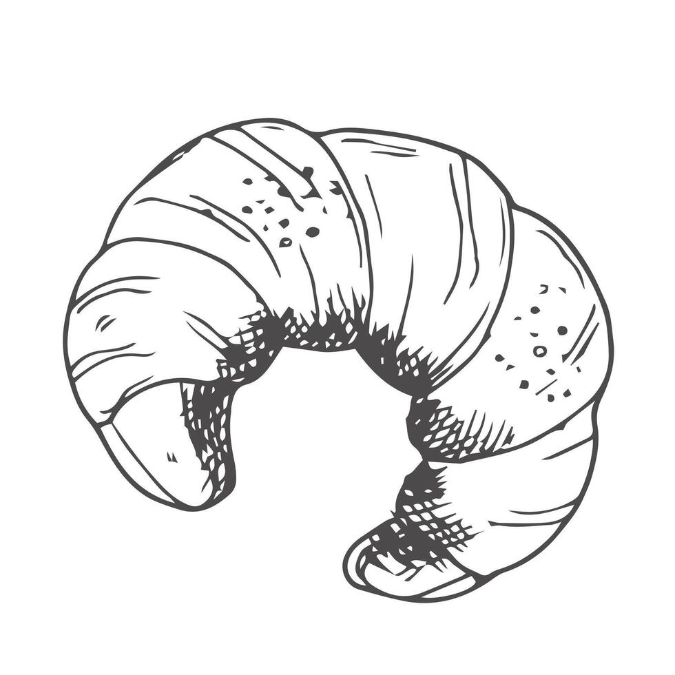 hand drawn croissant icon badge bakery for design menu cafe, label and packaging. vector
