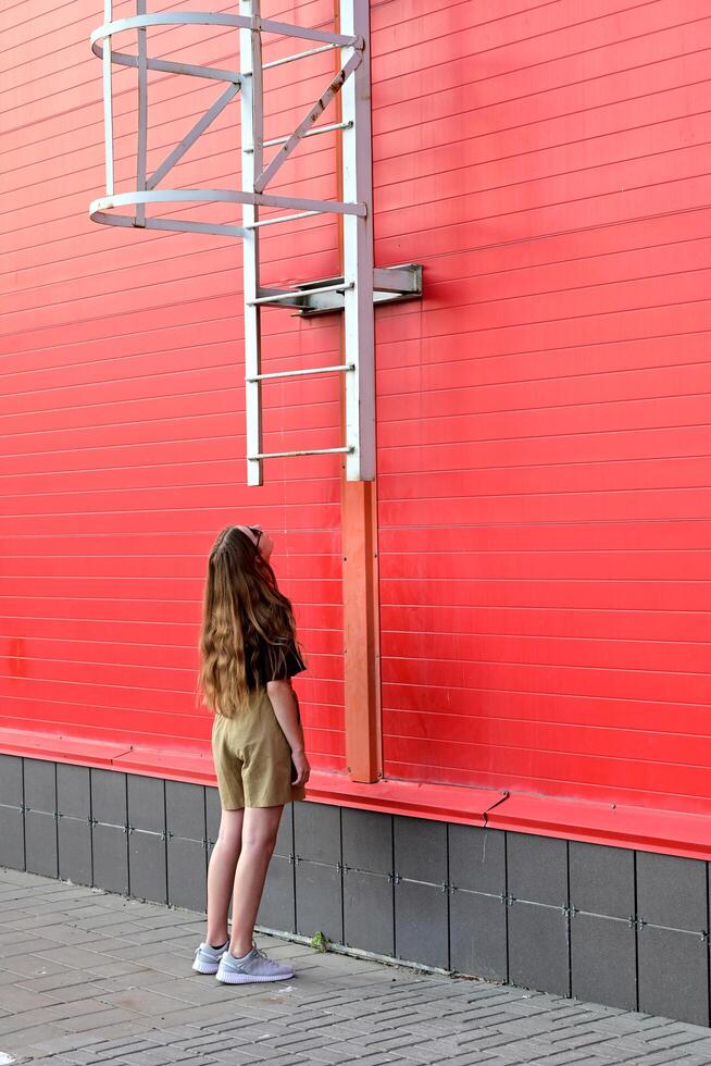 Escape staircase, fire escape route of a factory, inspection On a wonderful day with a positive attitude photo