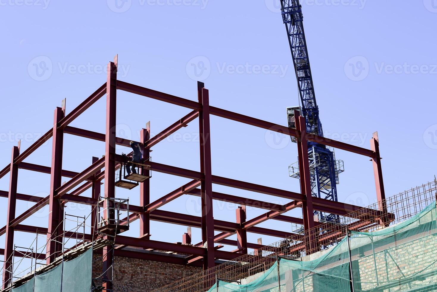 The frame of a new house. Construction site On a wonderful day. New housing, mortgage lending. photo