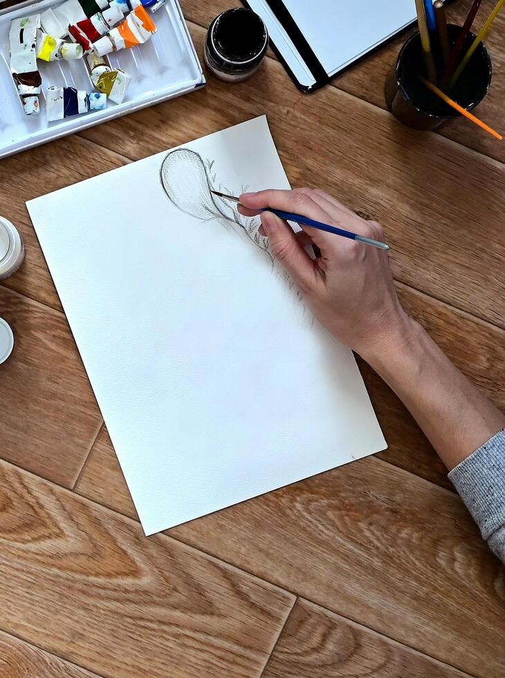 The concept of creativity and hobbies. On a wonderful day with a positive attitude photo