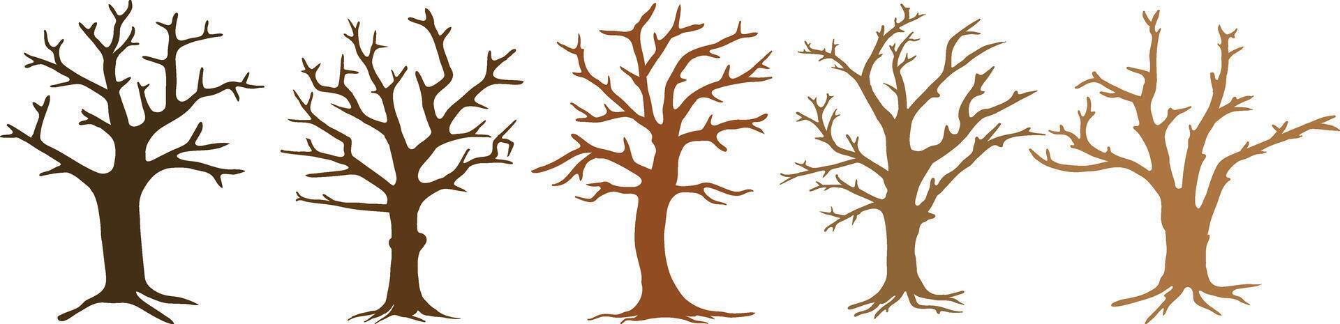 collection of dry tree logos in various shapes vector