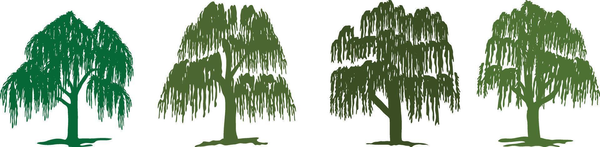 a collection of willow tree logos with various unique shapes vector