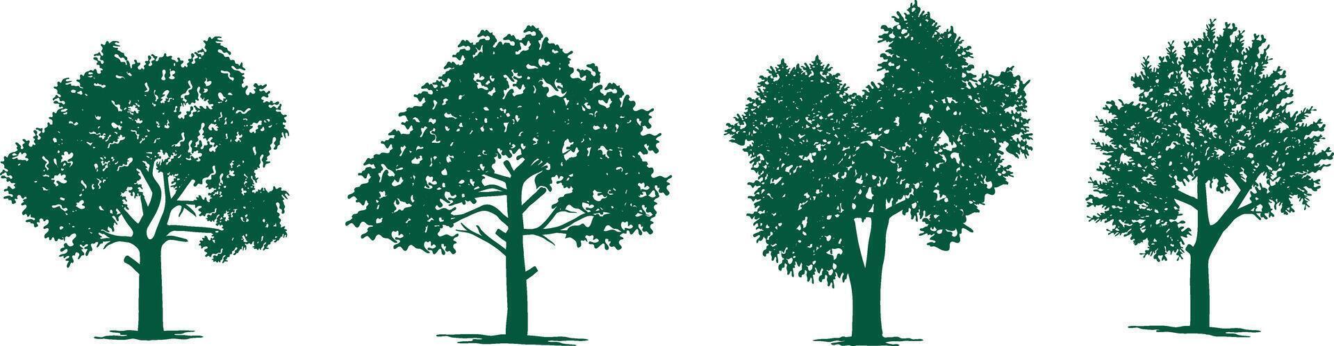 collection of green tree logos with various shapes vector