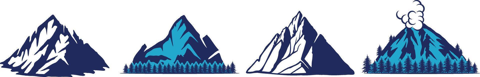 collection of mountain logos with various shapes vector
