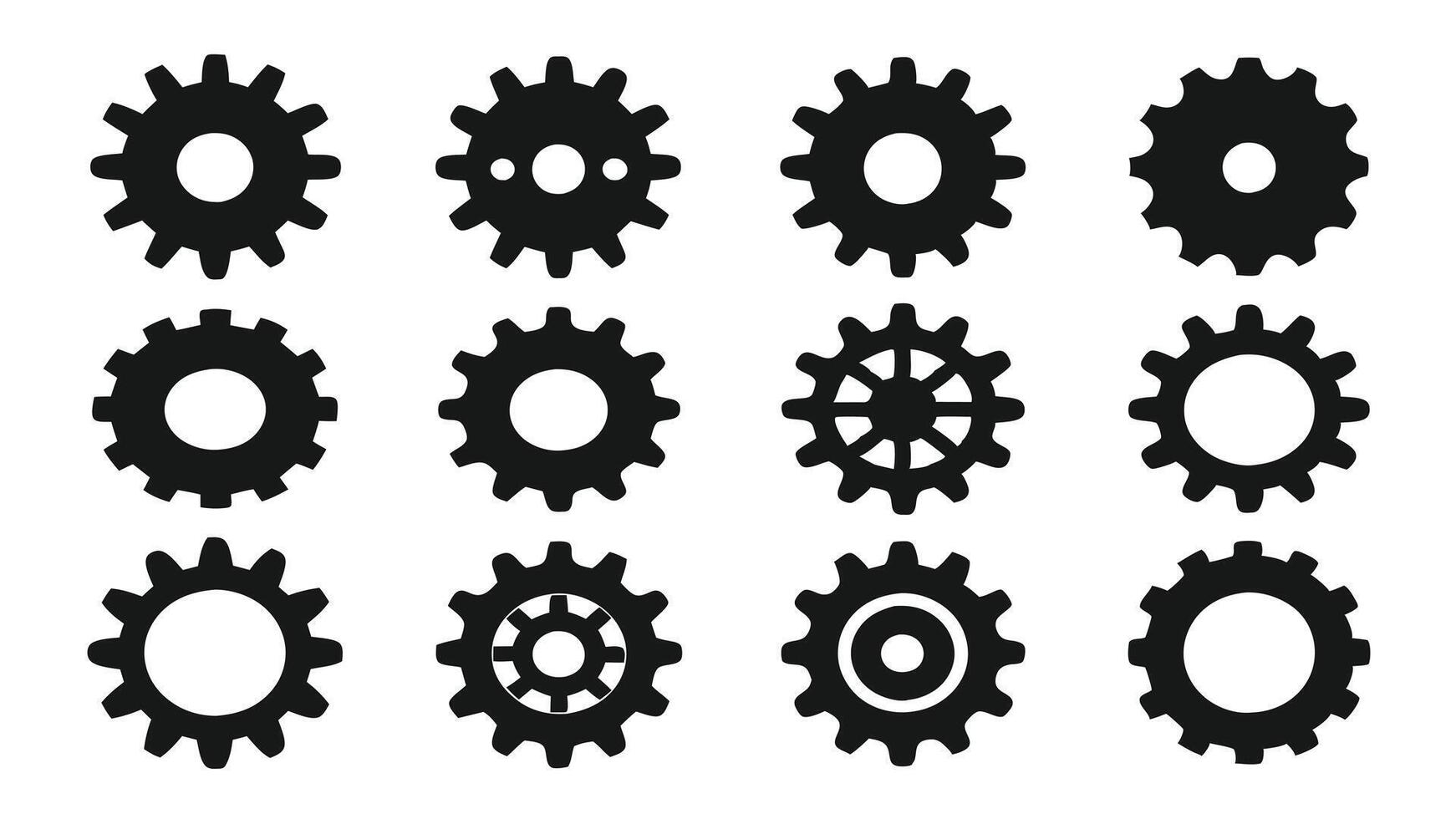 Black Settings Gear Icon for User Interface vector