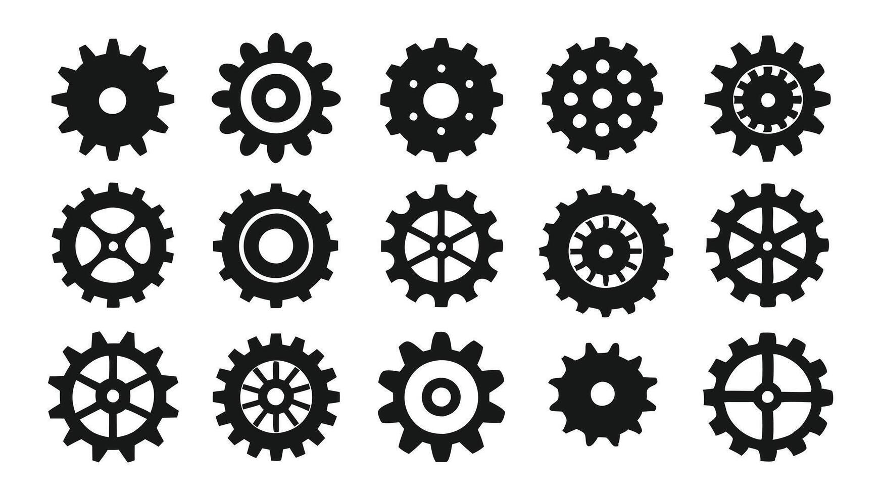 Simple Cog Icons for Digital Tools and Apps vector