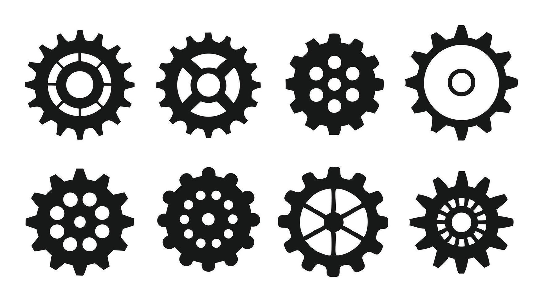 Flat Cogwheel Icons for Digital Interfaces vector