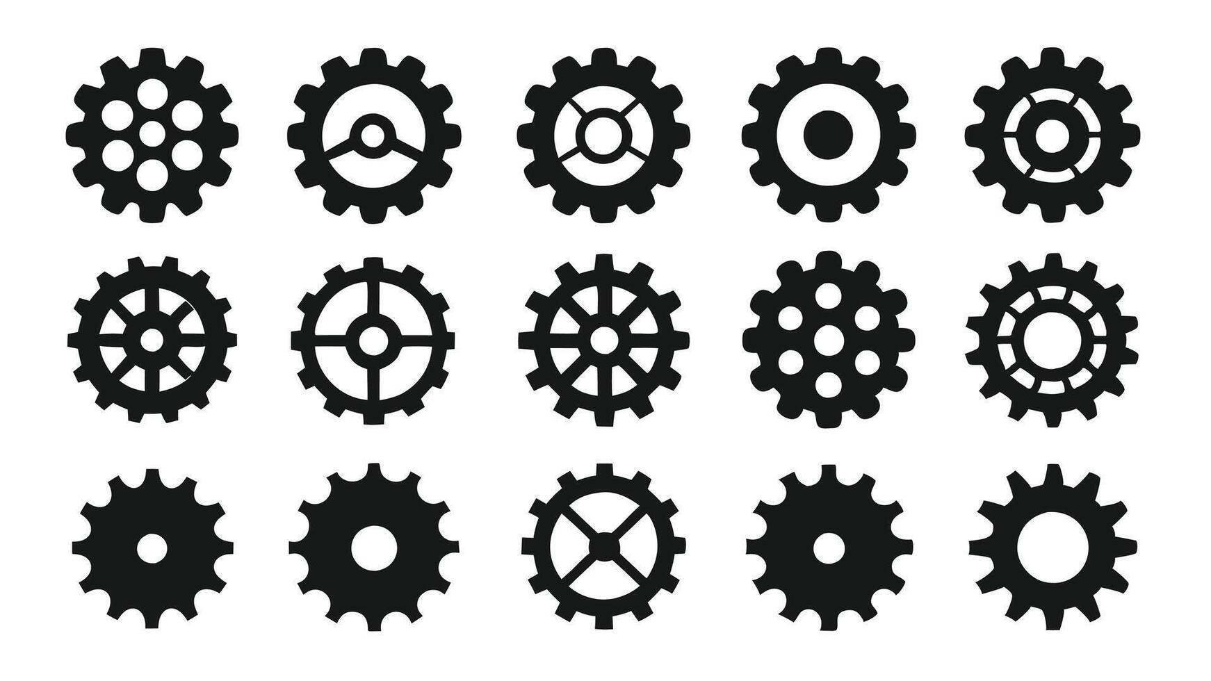 Minimal Gear Icons for Mechanical Illustrations vector