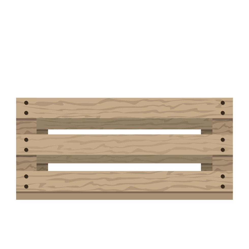 Empty wooden box container cartoon illustration vector