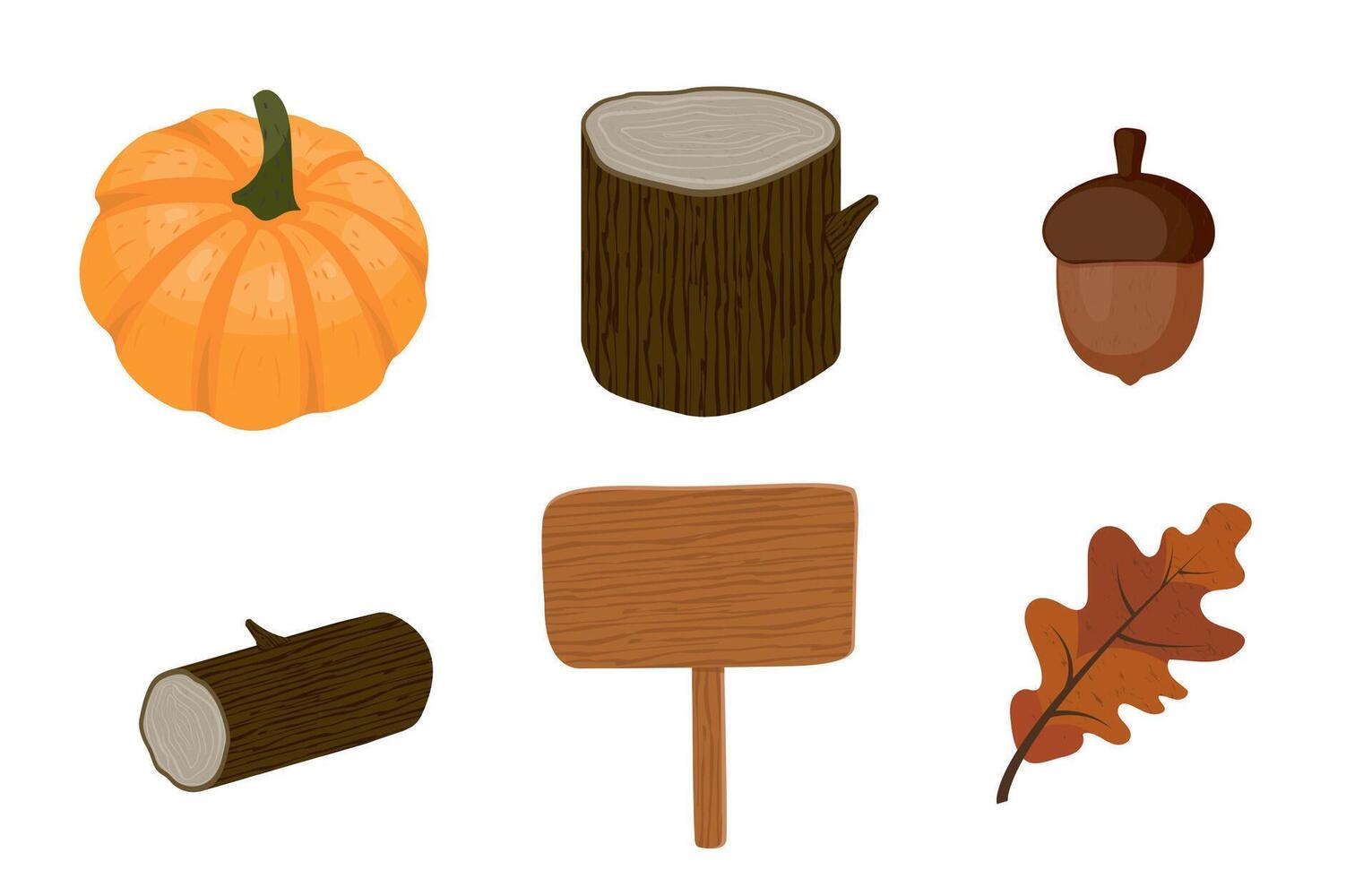 Autumn Elements Featuring Pumpkins and Nature plant objects vector