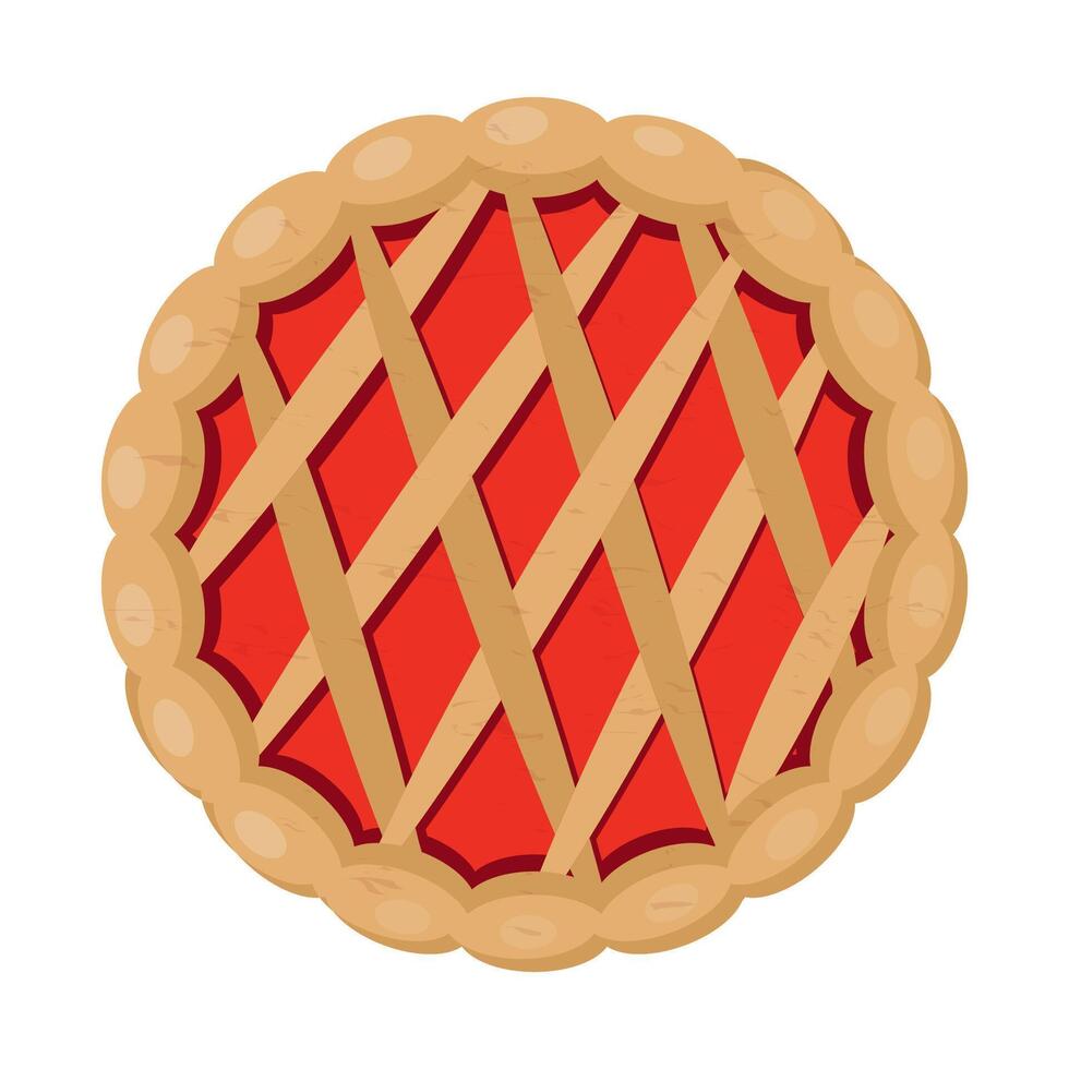 Delicious sweet dessert apple pie cartoon illustration vector