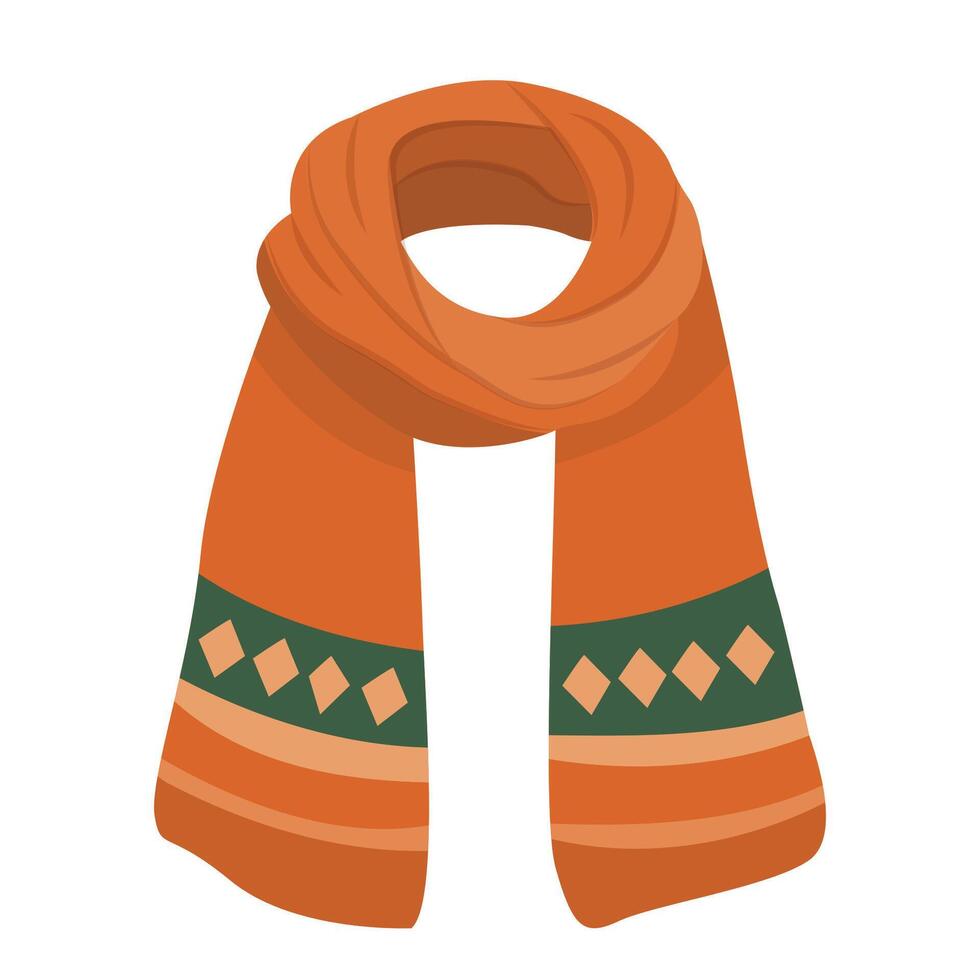 Scarf clothing Autumn season cartoon isolated object illustration vector
