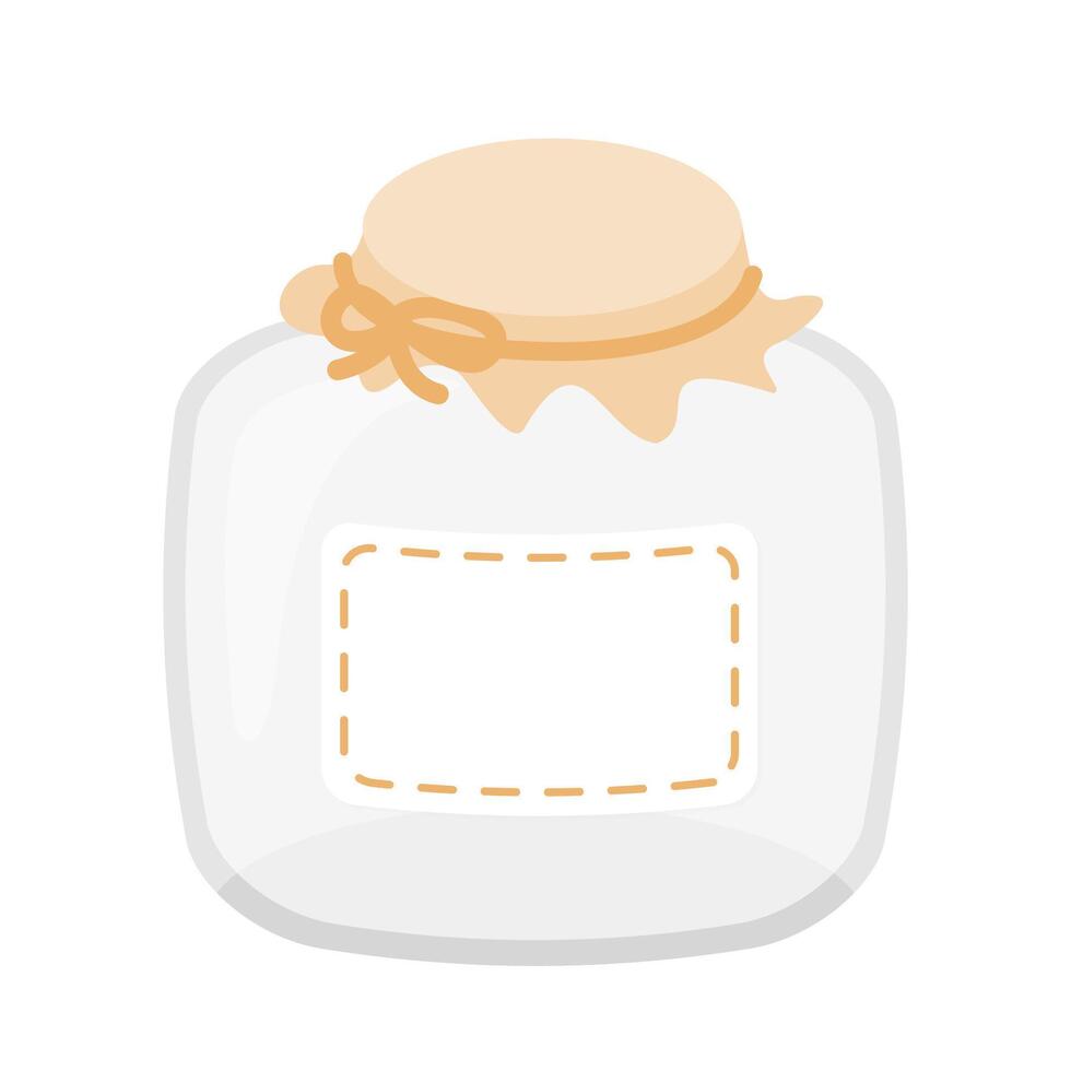 Empty glass fruit jam bottle cartoon illustration vector