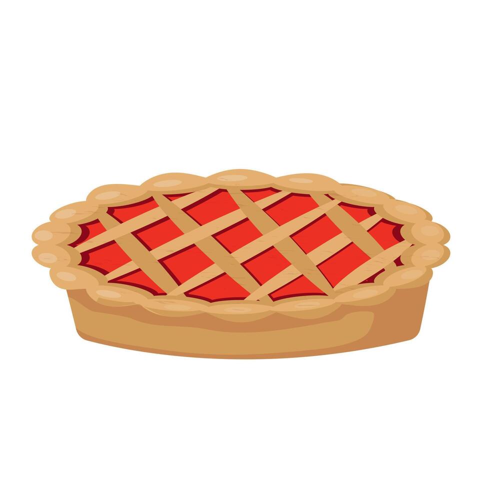 Delicious food dessert apple pie cartoon illustration vector