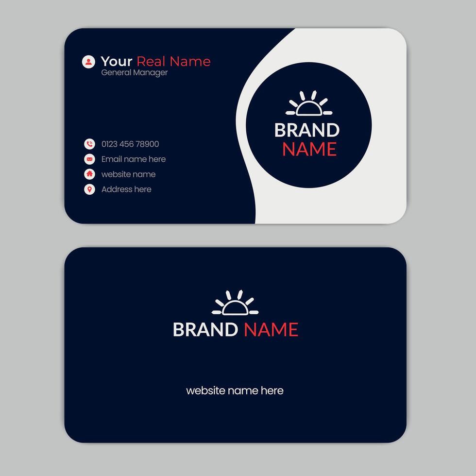 Round double sided business card layout design vector