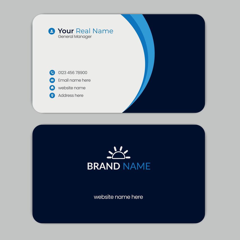 Round double sided business card template design vector