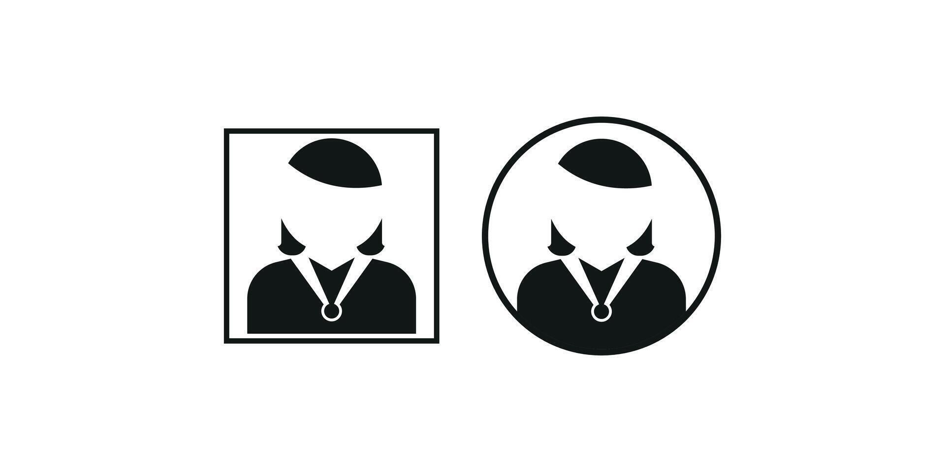 Female Avatar Icons with Medal in Square and Circle vector