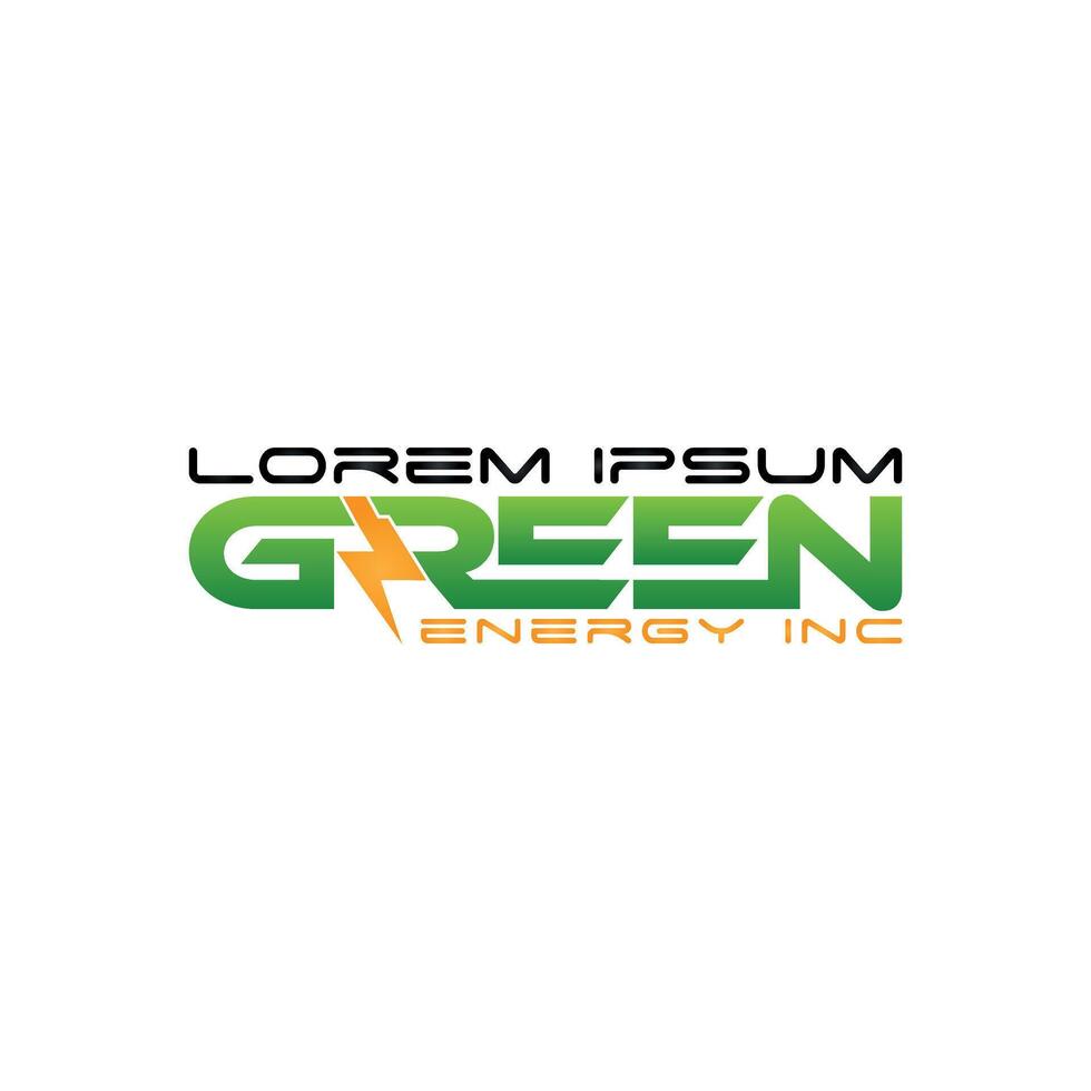 Modern Green Energy Logo with Bold Typography and Lightning Symbol vector