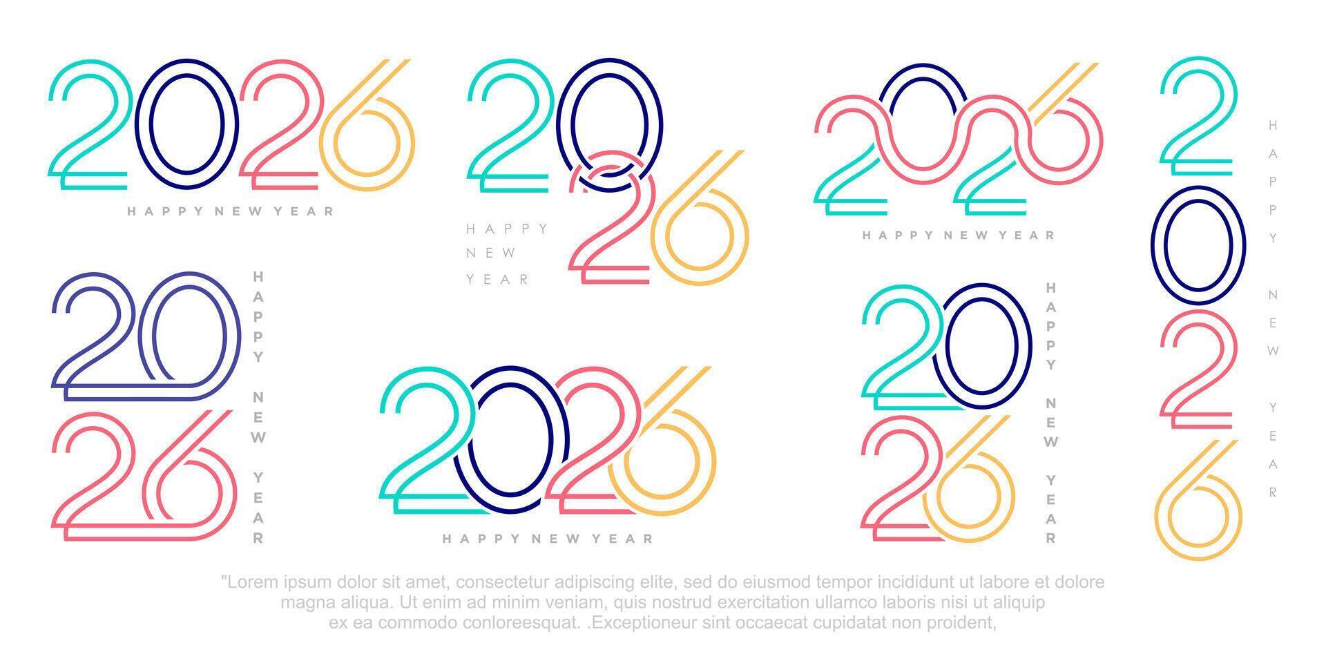 set of 2026 simple logo text design . new year celebration concept . vector