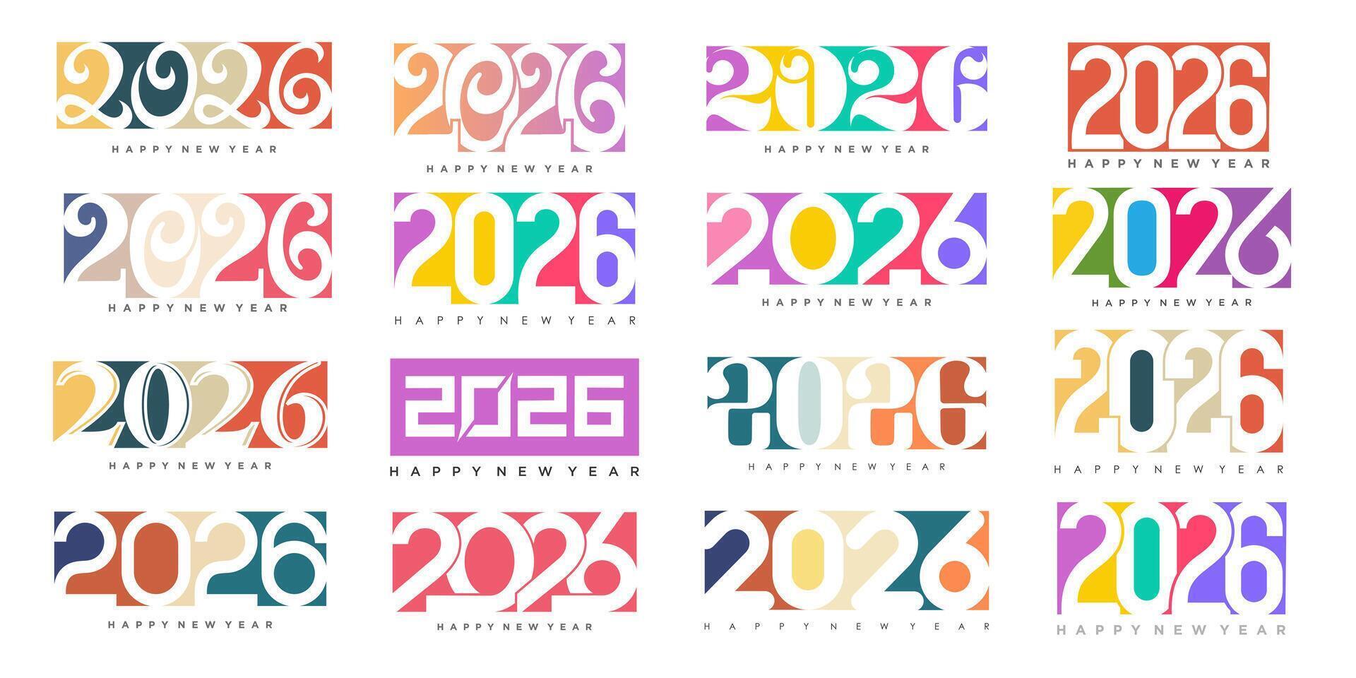 big set of 2026 logo text design. new year celebration concept . vector