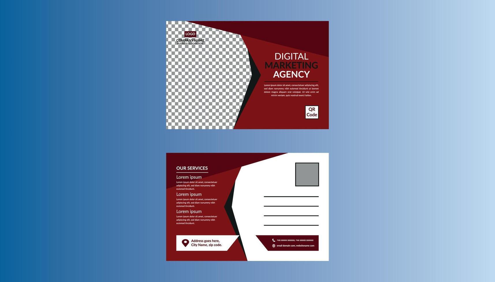 Modern Post Card Design. Trendy Layout Display for Promotional Campaign. vector