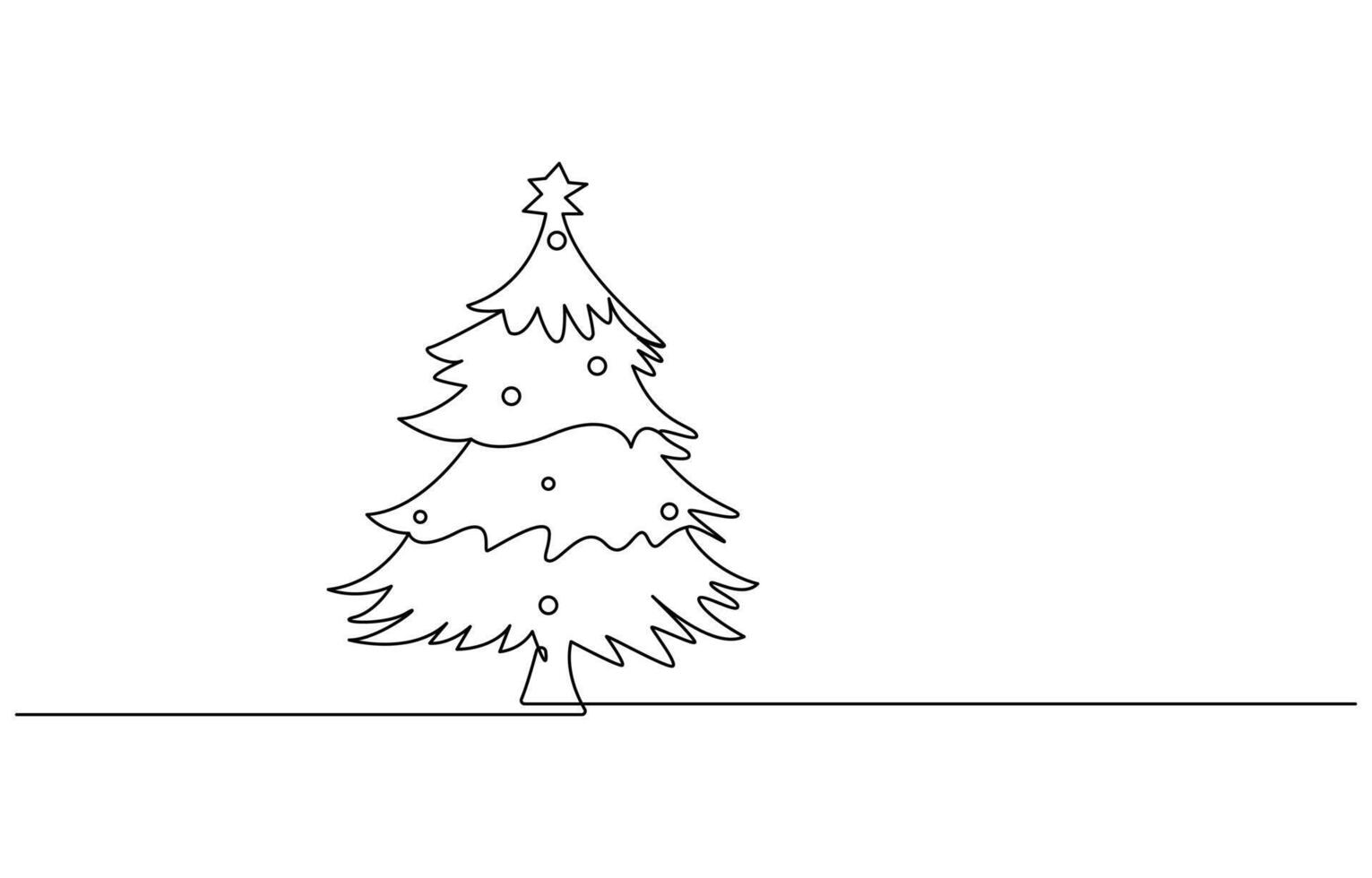 One line drawing of a Christmas tree vector