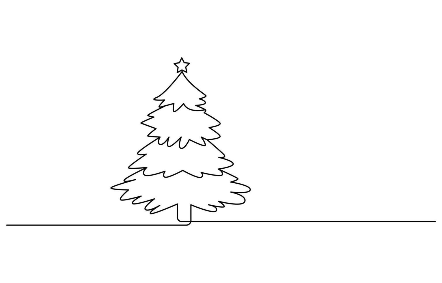 Christmas Tree Continuous Line Drawing with Editable Stroke vector