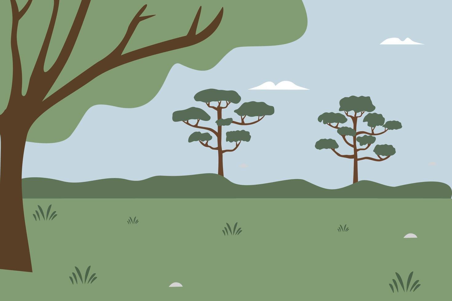 Forest animation. Jungle illustration. Trees. Countryside. Savanna. Tropical forest. Forest cartoon. Children book background. vector