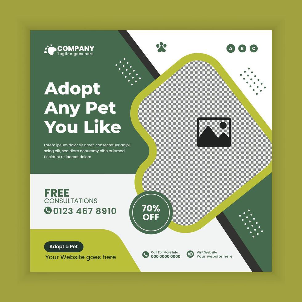 Pet adopt and wellness grooming Social Media Post design Or pet business web, online post-Square banner template vector