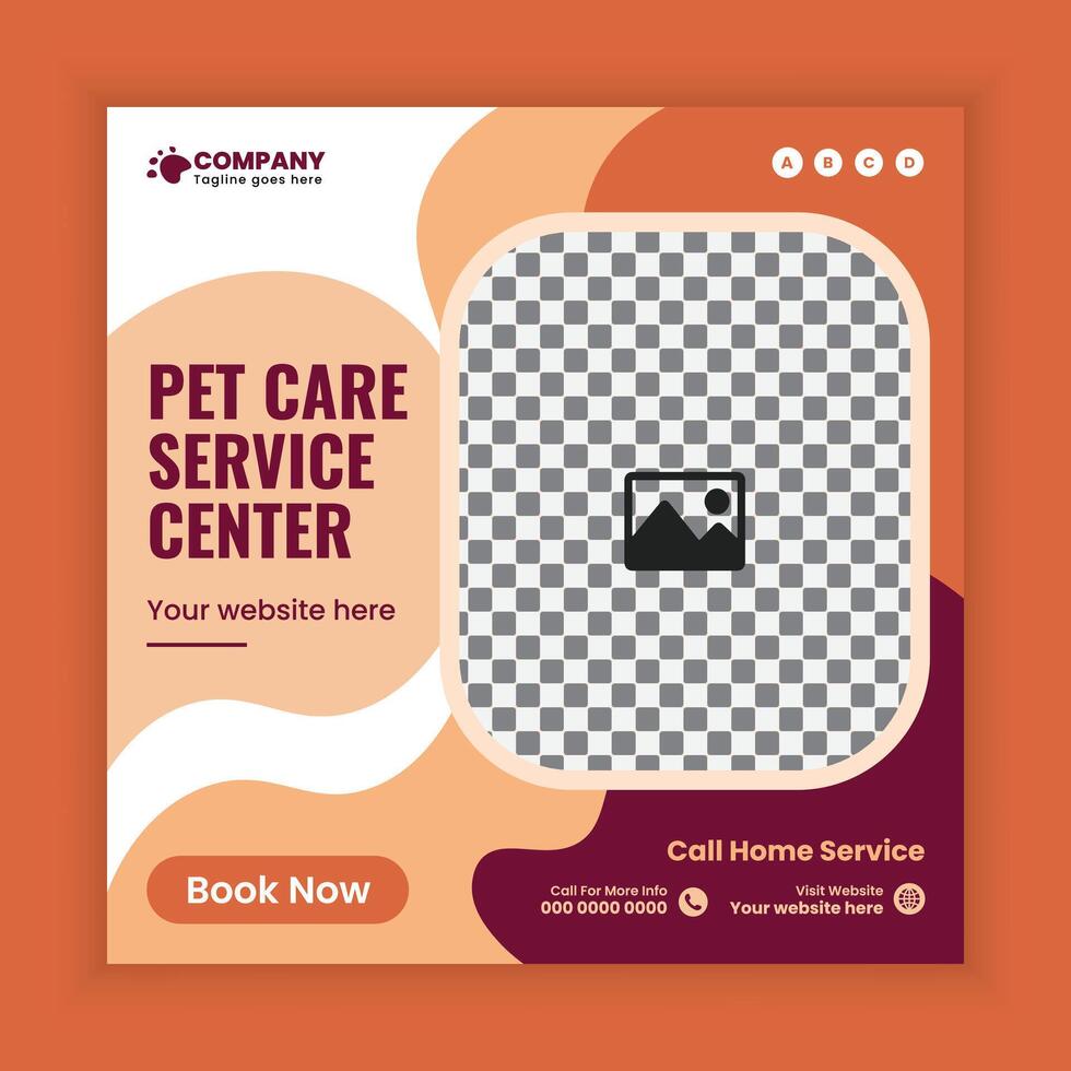 Pet care service Social Media Post design Or pet business web and online Square banner template vector
