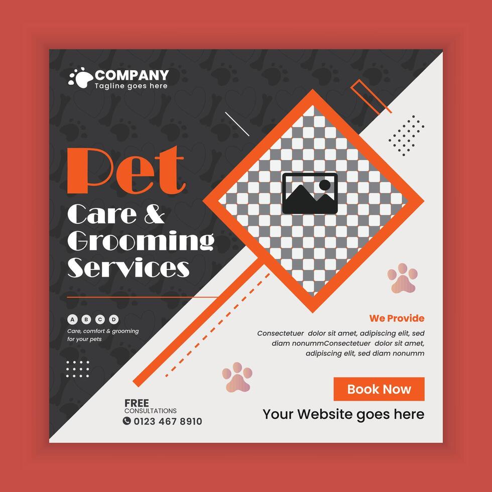 Pet healthcare and Accessories Service Social Media Post Design or Pets Business web and online Post Square Banner Template vector