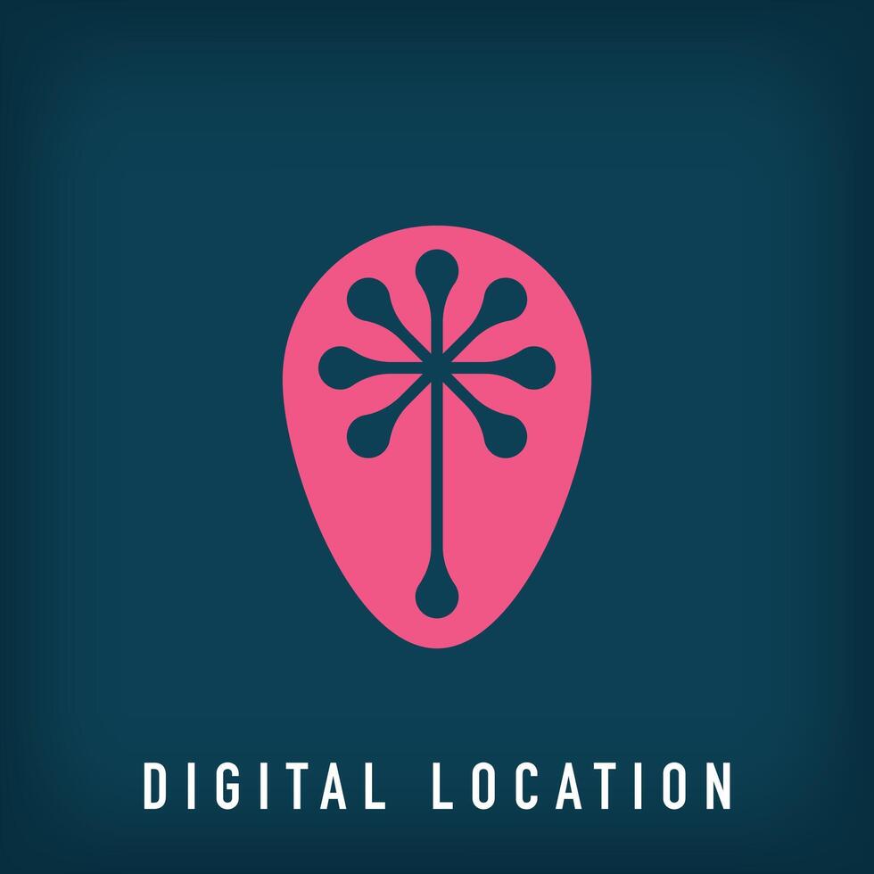 Modern digital location sign logo design. Technology company creative design, corporate identity. vector