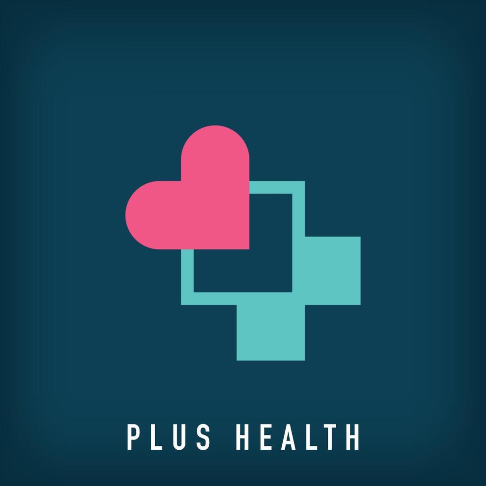 Modern heart and plus sign logo design. Creative design, corporate identity for the healthcare industry vector