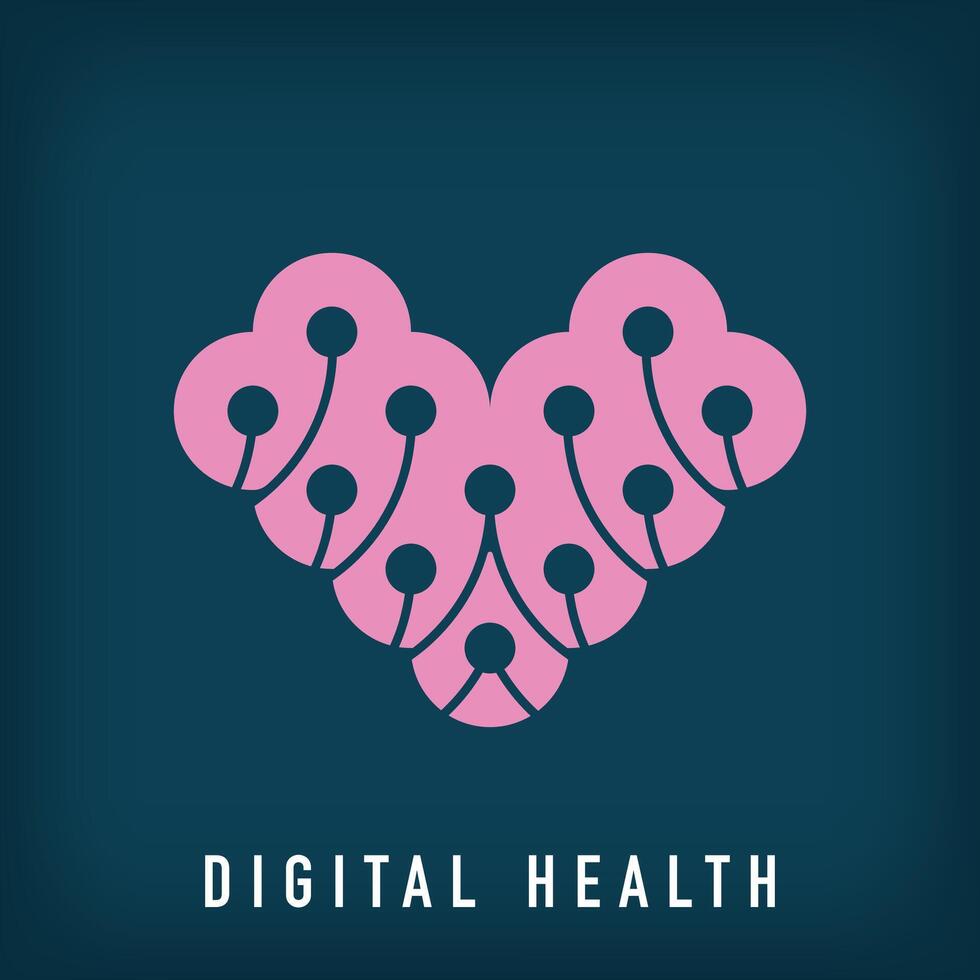 Modern digital heart logo design. Creative technology company design, corporate identity. vector