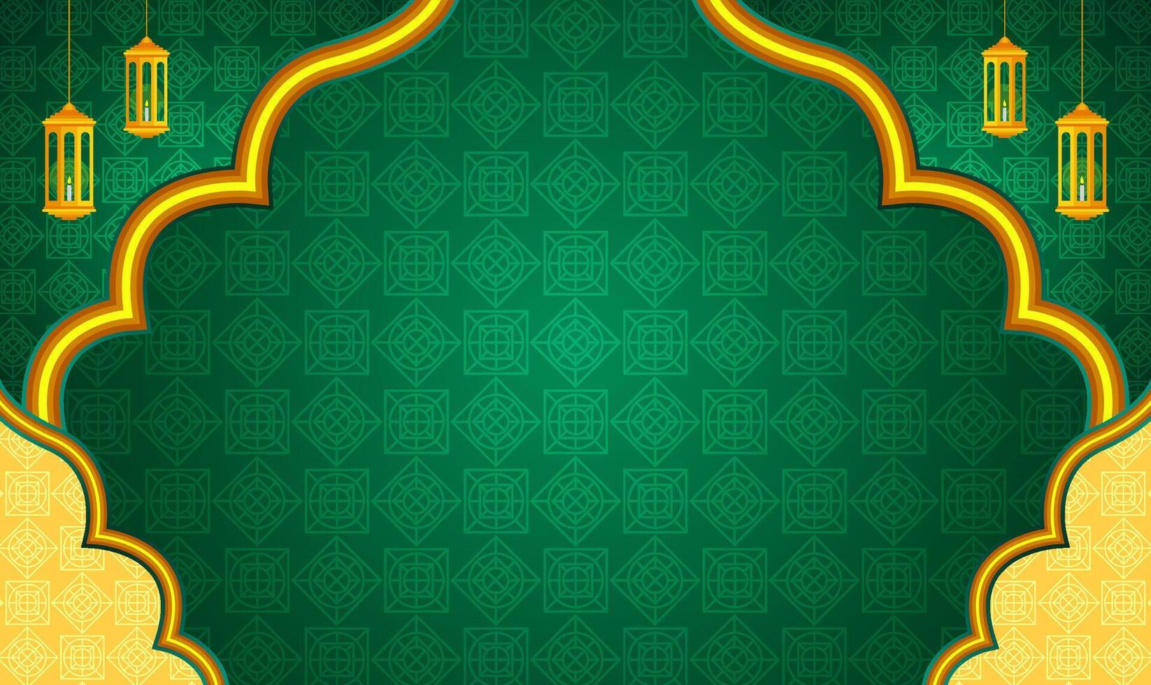 Green Islamic Banner Background Event vector