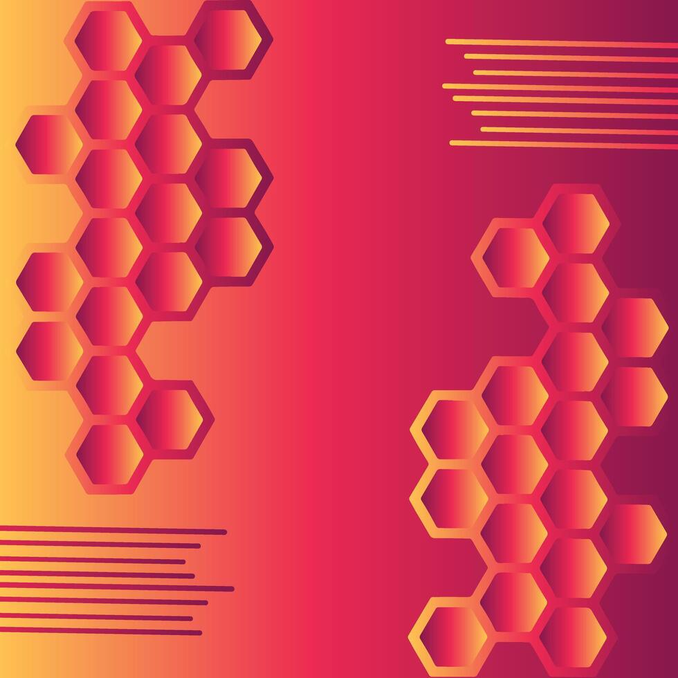 Abstract red and yellow background - Geometric hexagon pattern texture vector